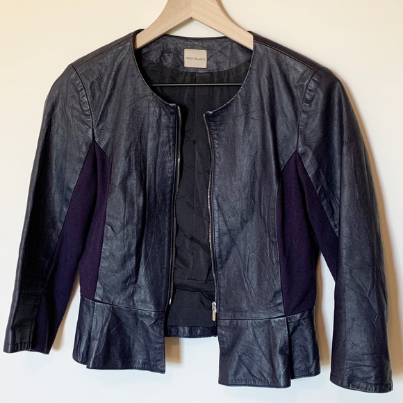 Pennyblack Jackets & Blazers - Pennyblack Cropped Navy Leather Jacket